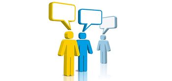 3 Figuren mit Sprechblasen