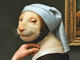 A sea otter with a pearl earring_ by Johannes Vermeerle 