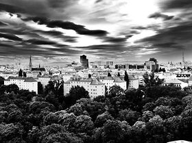 Wien schwarz-weiß Stadtansicht Prater