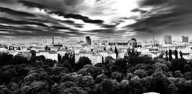 Wien schwarz-weiß Stadtansicht Prater