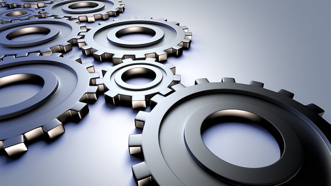 Auf Oberfläche liegende ineinander passende Zahnräder