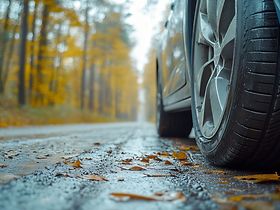 Autoreifen auf Straße