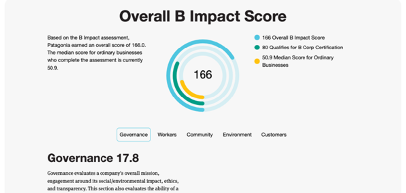 B Impact Score Patagonia