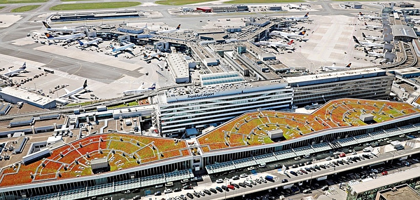 begrünte Dächer am Frankfurter Flughafen