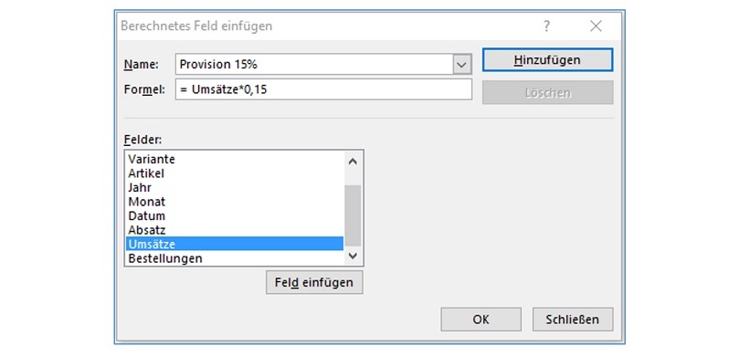 Berechnetes Feld einfügen