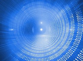 Binärzahlen die einen Tunnel ergeben auf den man frontal schaut