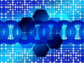 Blockchain blau Kette Netz