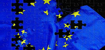 Brexit Europaflagge Puzzleteile