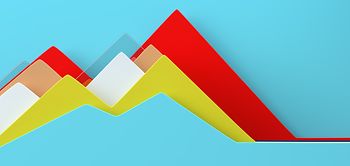 buntes flaechendiagramm mit pastellfarben auf blau