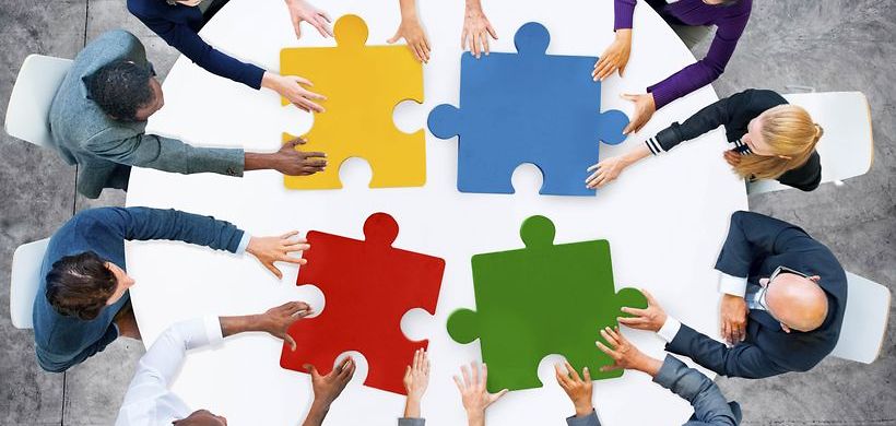 Business People Jigsaw Puzzle Collaboration Team Concept