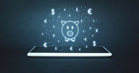 Business Schwein Dollarzeichen Laptop