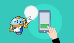 Chatbot antwortet auf Frage in Smartphone
