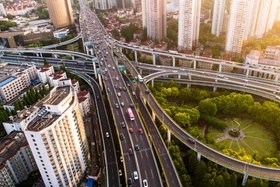 Aerial view of Shanghai City highways