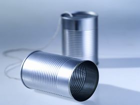 Close-up of tin can telephone