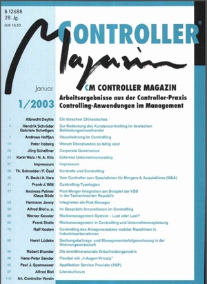 Controller Magazin Ausgabe 1/2003 | Controller Magazin