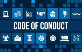 Code of conduct concept image with business icons