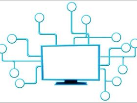 Computer mit blauen Armen Software Netz