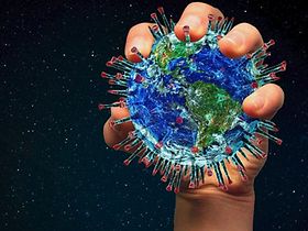 Coronavirus Form Weltkugel Hand Griff