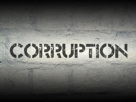 Corruption Graffiti an Wand