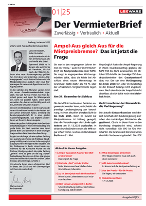 Der Vermieterbrief mit den Vermieterthemen Januar 2025 | VermieterBrief