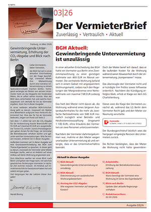 Der Vermieterbrief mit den Vermieterthemen März 2026 | VermieterBrief