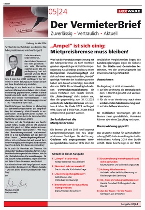 Der Vermieterbrief mit den Vermieterthemen Mai 2024 | VermieterBrief