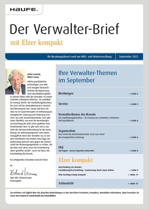 Der Verwalterbrief mit den Verwalterthemen im September 2023 | Verwalter-Brief