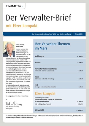 Der Verwalterbrief mit den Verwalterthemen im März 2023 | Verwalter-Brief