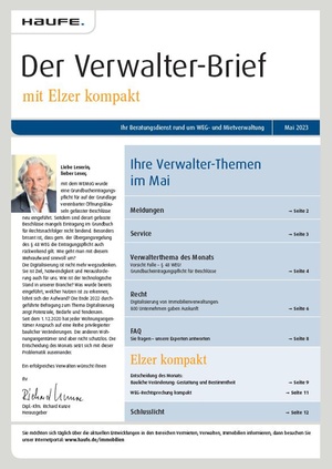 Der Verwalterbrief mit den Verwalterthemen im Mai 2023 | Verwalter-Brief