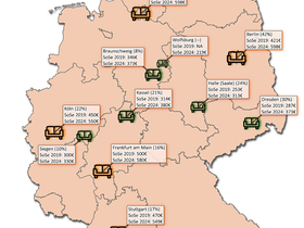 Deutschlandkarte WG-Mieten Q1 2024 Empirica