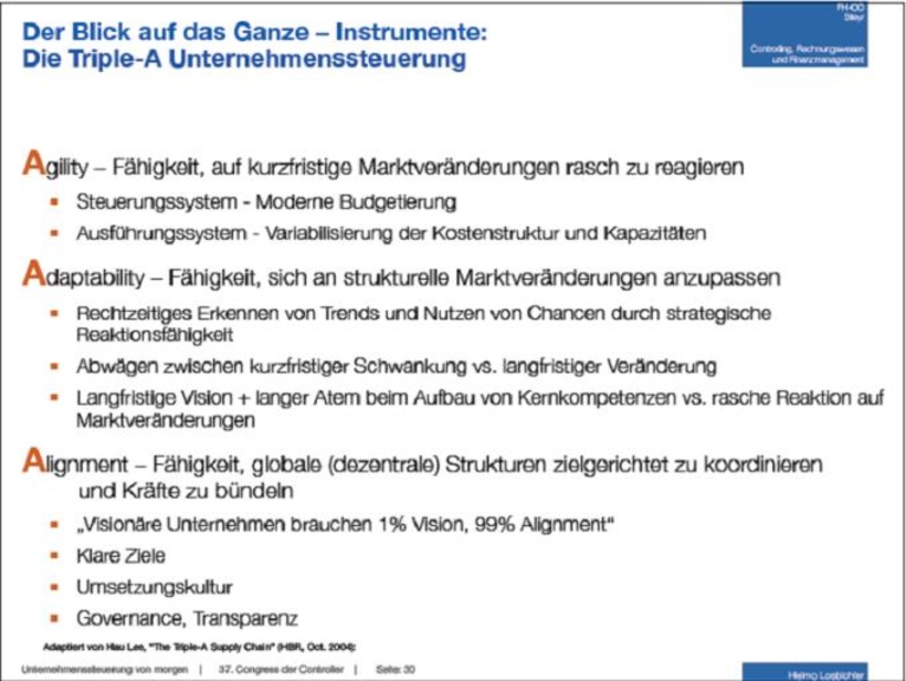 Die Triple-A Unternehmenssteuerung