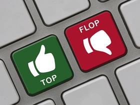 Die Worte Top und Flop als Buttons auf einer Tastatur