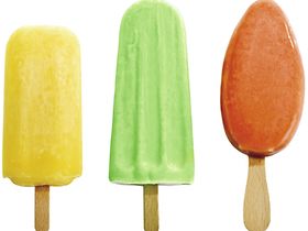 Eis am Stiel, drei Sorten Fruchteis