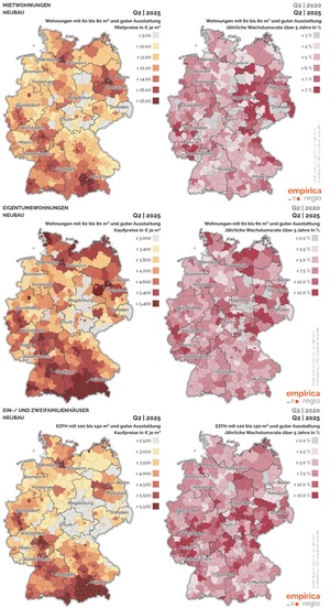 Empirica-Immobilienpreisindex Mieten Neubauwohnungen