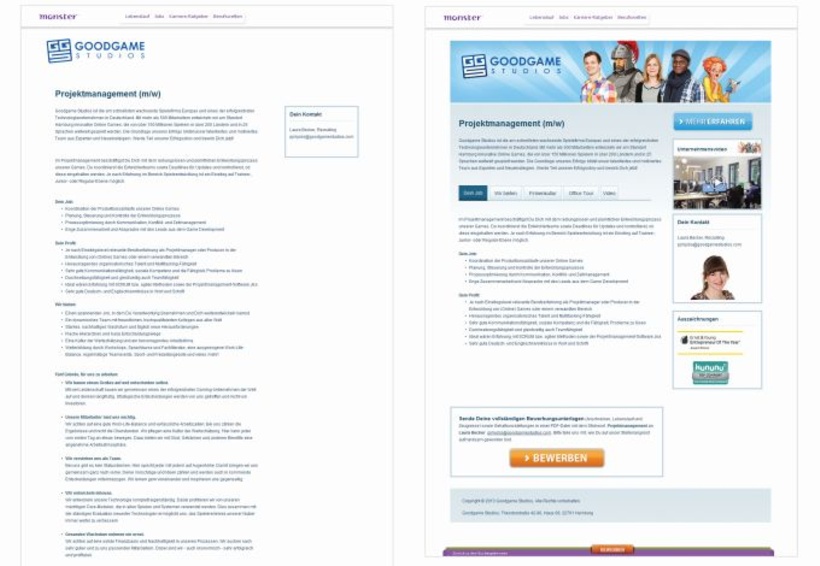 Employer-Branding-Anzeige und Standardanzeige