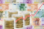 Euro Euroscheine Münzen Geld Rote Kurve nach oben