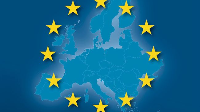 Europakarte mit EU-Sternen