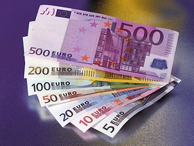 Euroscheine, Fächer aller Werte