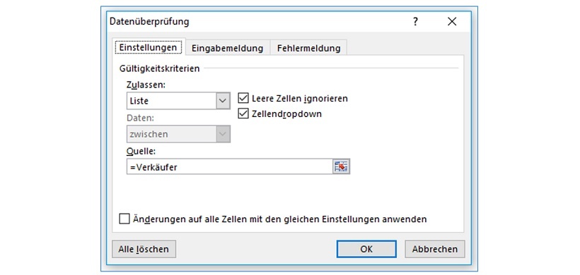 Excel: Datenüberprüfung