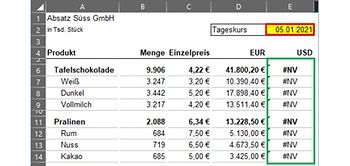 Excel: Formel #NV