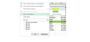 Excel-Video-Tipp: Nach Farbe filtern