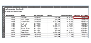 Zahlungseingang mit der Excel-Formel HEUTE berechnen