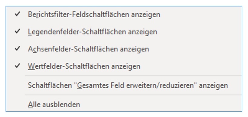 Feldschaltflächen ein- und ausblenden