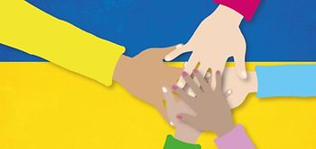 Flagge Ukraine Hände Hilfe