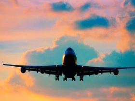 A passenger aircraft flying