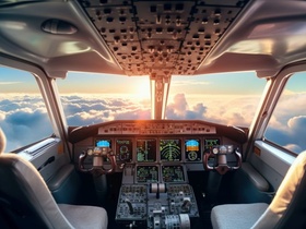 Flugzeug Cockpit ohne Piloten Futur