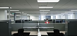 Frau alleine im Büro