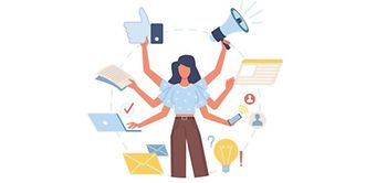 Frau beim Multitasking