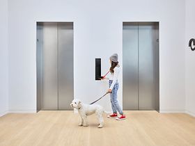 Frau Hund Aufzüge Omnitower Frankfurt