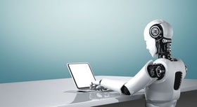 Makler Roboter Digitalisierung Laptop Künstliche Intelligenz